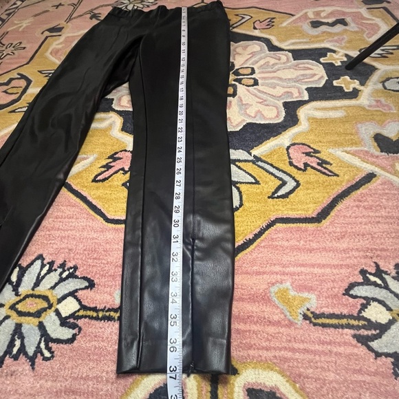 Zara Faux Leather Pants Size Large Black Side Zipper Elastic Waist Ankle Zipper - Picture 13 of 15